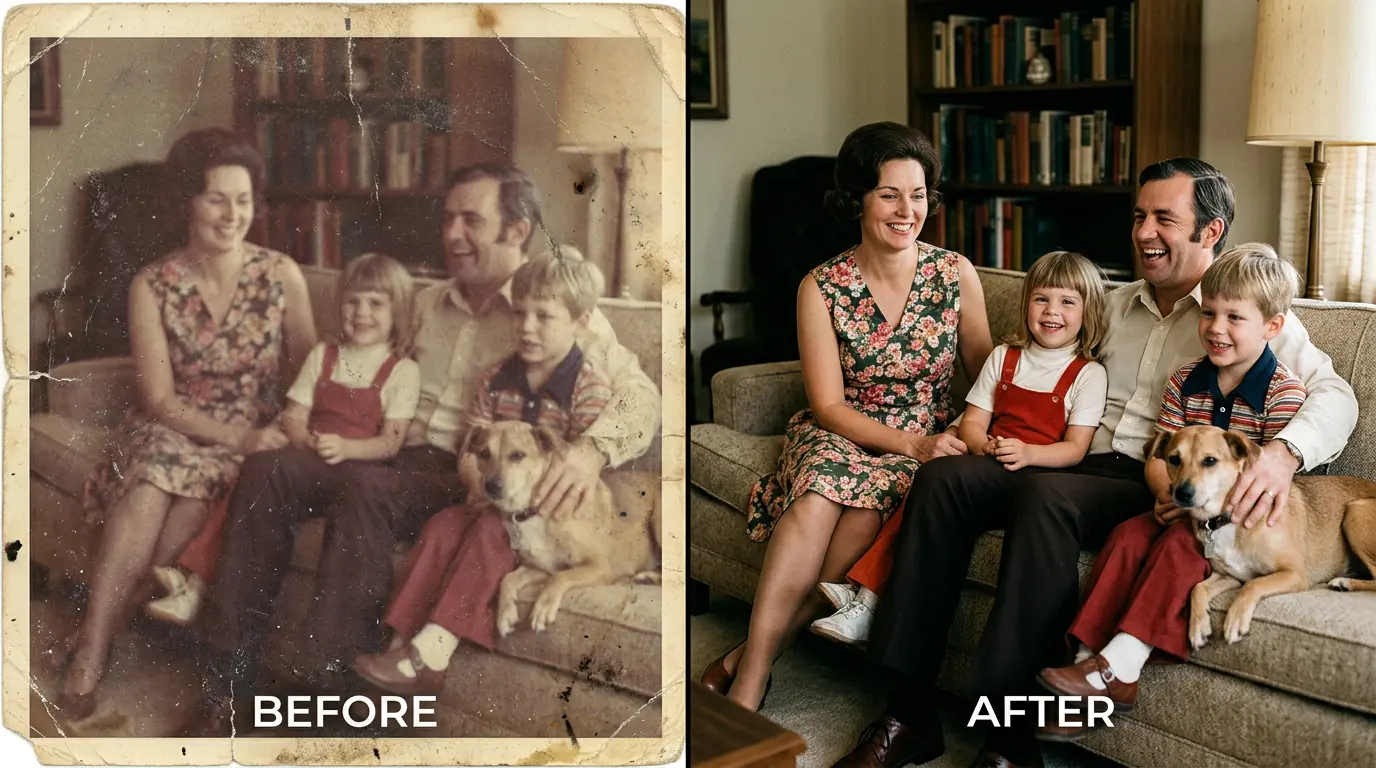 Comparaison avant après restauration photo