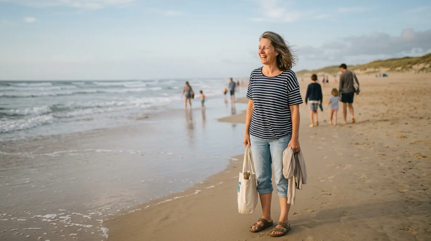 Une femme sur une plage pendant les vacances